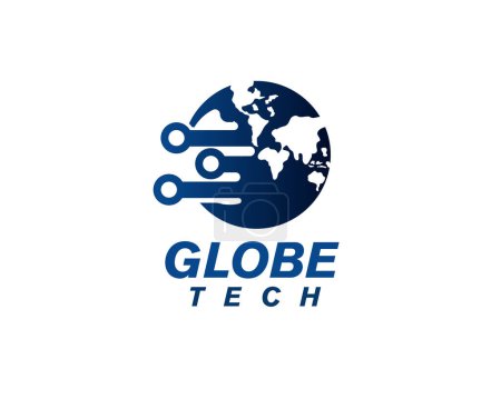 Téléchargez les illustrations : Monde globe tech connecter logo icône symbole conception modèle illustration inspiration - en licence libre de droit
