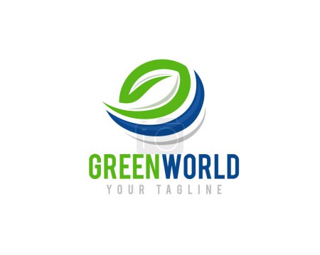 Ilustración de Círculo verde eco bio hoja mundo tierra solución logotipo icono símbolo diseño plantilla ilustración inspiración - Imagen libre de derechos