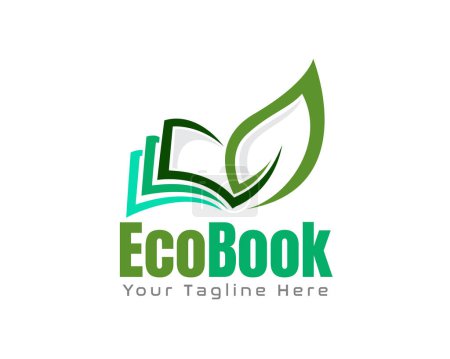 Ilustración de Abstracto verde eco hoja libro logotipo icono símbolo diseño plantilla ilustración inspiración - Imagen libre de derechos