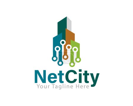 Illustration for Building city connection internet provider logo icon symbol design template illustration inspiration - Royalty Free Image