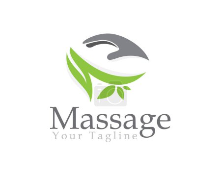 Illustration for Hand eco leaf massage therapy logo icon symbol design template illustration inspiration - Royalty Free Image