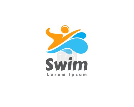 Ilustración de Diseño de logotipo de natación abstracta simple plantilla ilustración inspiración - Imagen libre de derechos