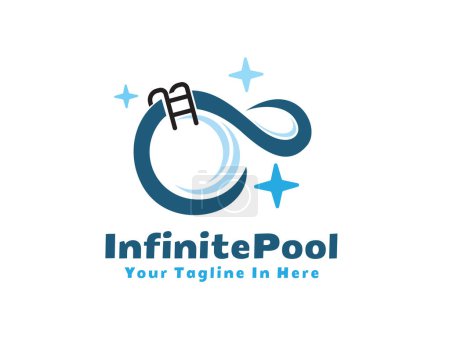 Téléchargez les illustrations : Infinity piscine logo symbole conception modèle illustration inspiration - en licence libre de droit