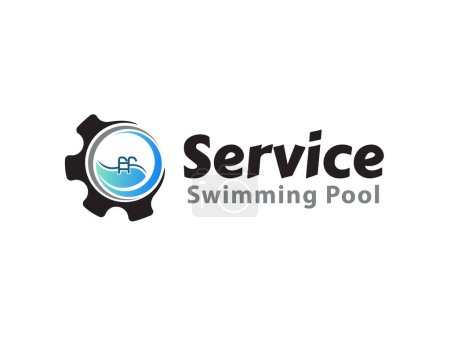 Illustration for Swimming pool system service logo symbol design template illustration inspiration - Royalty Free Image