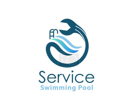 Ilustración de Abstracto piscina servicio logotipo símbolo diseño plantilla ilustración inspiración - Imagen libre de derechos
