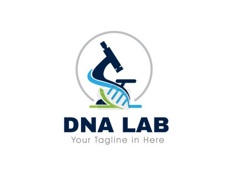 Ilustración de Microscopio laboratorio genético ciencia logotipo icono símbolo diseño plantilla ilustración inspiración - Imagen libre de derechos