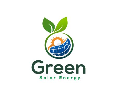 Téléchargez les photos : Vert éco bio panneau solaire logo icône symbole conception modèle illustration inspiration - en image libre de droit