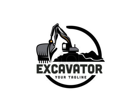 Illustration for Abstract vintage excavator contractor Logo design vector template illustration inspiration - Royalty Free Image