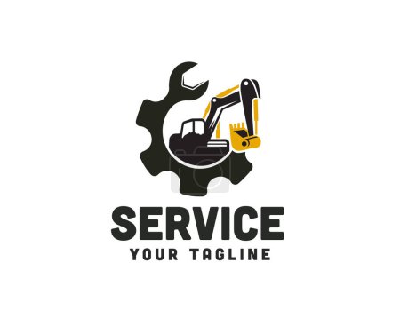 Ilustración de Máquina de engranajes servicio excavadora logotipo diseño vector plantilla ilustración inspiración - Imagen libre de derechos