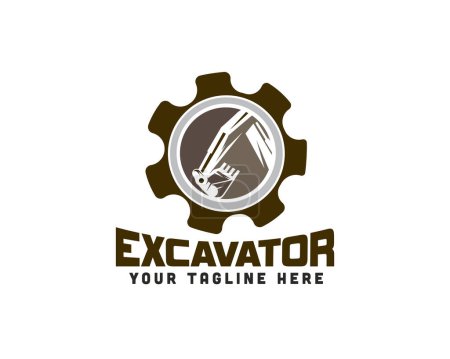 Ilustración de Engranaje máquina automotriz excavadora logotipo diseño vector plantilla ilustración inspiración - Imagen libre de derechos