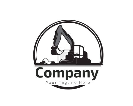Ilustración de Círculo vintage excavadora contratista Logotipo diseño vector plantilla ilustración inspiración - Imagen libre de derechos