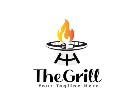 Téléchargez les illustrations : Feu grill barbecue Logo conception vectoriel modèle illustration inspiration - en licence libre de droit