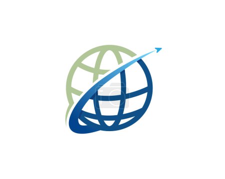 Téléchargez les photos : Globe monde trans flèche vers le haut solution logo icône symbole conception modèle illustration inspiration - en image libre de droit
