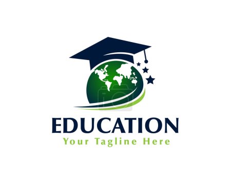 Illustration for World graduate education solution logo icon symbol design template illustration inspiration - Royalty Free Image