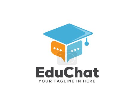 Illustration for Talk chat forum graduate hat education logo icon symbol design template illustration inspiration - Royalty Free Image