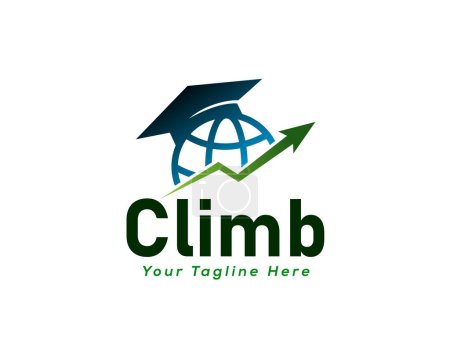 Illustration for Climb arrow up finance globe international education logo icon symbol design template illustration inspiration - Royalty Free Image