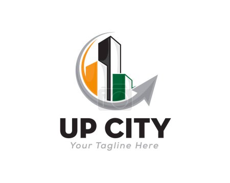 Illustration for Up city increase progress marketing property logo icon symbol design template illustration inspiration - Royalty Free Image