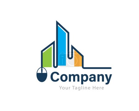 Illustration for Mouse online building computing management property logo icon symbol design template illustration inspiration - Royalty Free Image
