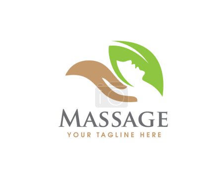 Téléchargez les photos : Vert écologique visage massage thérapie logo icône symbole conception modèle illustration inspiration - en image libre de droit