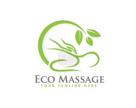 Illustration for Green nature spa massage therapy logo icon symbol design template illustration inspiration - Royalty Free Image