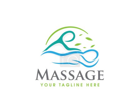 Illustration for Green eco leaf body massage spa therapy logo icon symbol design template illustration inspiration - Royalty Free Image