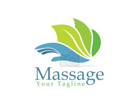 Illustration for Green eco leaf nature hand massage logo icon symbol design template illustration inspiration - Royalty Free Image