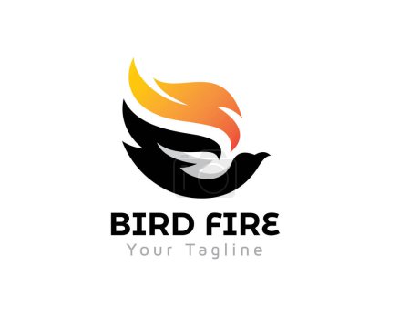 Ilustración de Abstracto fuego pájaro logotipo icono símbolo diseño plantilla ilustración inspiración - Imagen libre de derechos
