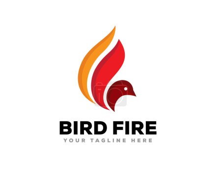 Téléchargez les illustrations : Simple abstrait oiseau de feu logo icône symbole conception modèle illustration inspiration - en licence libre de droit