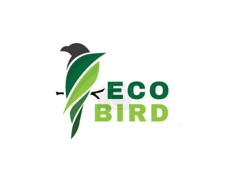 Ilustración de Abstracto hoja verde pájaro logotipo icono símbolo diseño plantilla ilustración inspiración - Imagen libre de derechos