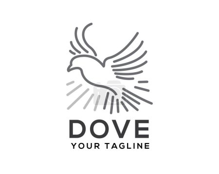Illustration for Freedom flying dove pigeon line art logo icon symbol design template illustration inspiration - Royalty Free Image