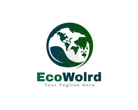 Illustration for Green eco bio leaf world globe earth logo icon symbol design template illustration inspiration - Royalty Free Image