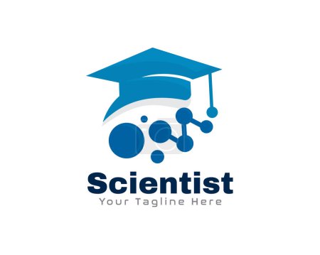 Illustration for Molecular scientist graduate logo icon symbol design template illustration inspiration - Royalty Free Image