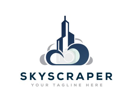 Illustration for Cloud building skyscraper logo icon symbol design template illustration inspiration - Royalty Free Image