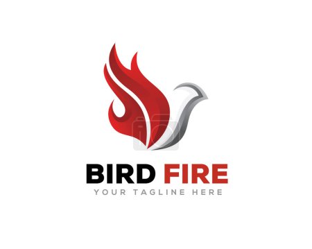 Ilustración de Simple elegante fuego pájaro logotipo icono símbolo diseño plantilla ilustración inspiración - Imagen libre de derechos