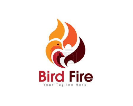 Illustration for Abstract two fire bird logo icon symbol design template illustration inspiration - Royalty Free Image