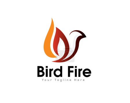Ilustración de Fuego con pájaro arte logotipo icono símbolo diseño plantilla ilustración inspiración - Imagen libre de derechos