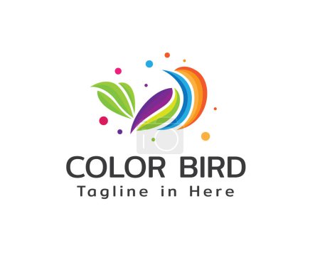 Téléchargez les illustrations : Abstrait coloré oiseau logo icône symbole conception modèle illustration inspiration - en licence libre de droit