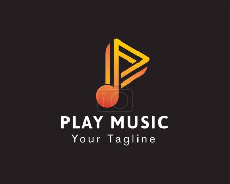 Illustration for Abstract line play music note logo icon symbol design template illustration inspiration - Royalty Free Image