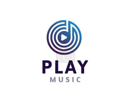 Illustration for Circle play note music logo icon symbol design template illustration inspiration - Royalty Free Image