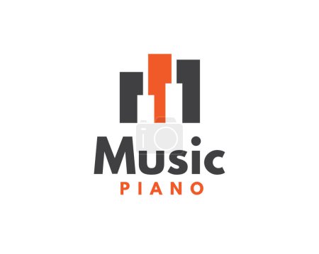 Illustration for M initial piano music logo icon symbol design template illustration inspiration - Royalty Free Image