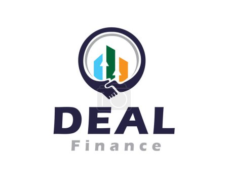 Illustration for Circle deal handshake finance analyzing improve investment logo icon symbol design template illustration inspiration - Royalty Free Image