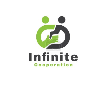 Illustration for Two people handshake infinity collaboration logo icon symbol design template illustration inspiration - Royalty Free Image
