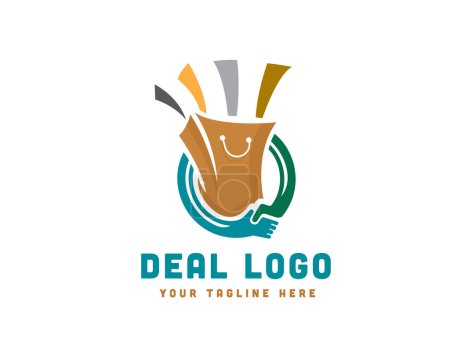 Illustration for Deal shopping paper bag logo icon symbol design template illustration inspiration - Royalty Free Image