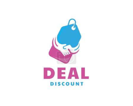 Illustration for Coupon deal discount handshake logo icon symbol design template illustration inspiration - Royalty Free Image
