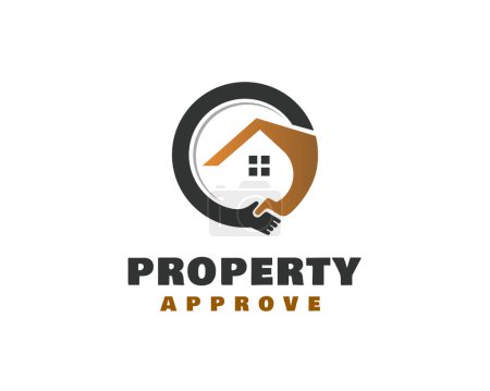 Illustration for Circle property real estate deal handshake logo icon symbol design template illustration inspiration - Royalty Free Image