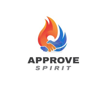 Illustration for Hot fire handshake approve spirit logo icon symbol design template illustration inspiration - Royalty Free Image