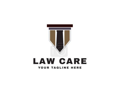 Ilustración de Escudo pilar abogado justicia cuidado logo icono símbolo diseño plantilla ilustración inspiración - Imagen libre de derechos