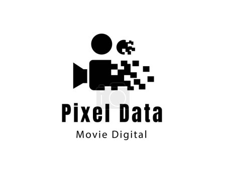 Téléchargez les illustrations : Abstrait pixel données film média logo icône symbole conception modèle illustration inspiration - en licence libre de droit