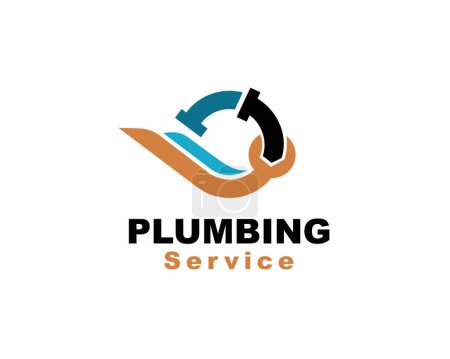 Illustration for Pipe plumbing water gas oil service solution logo icon symbol design template illustration inspiration - Royalty Free Image