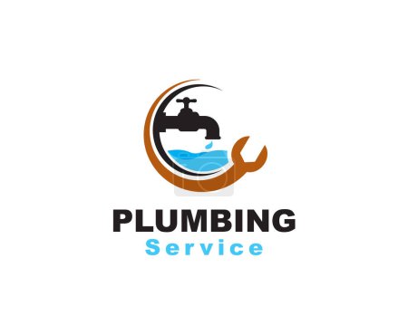 Illustration for Water faucet plumbing service logo icon symbol design template illustration inspiration - Royalty Free Image